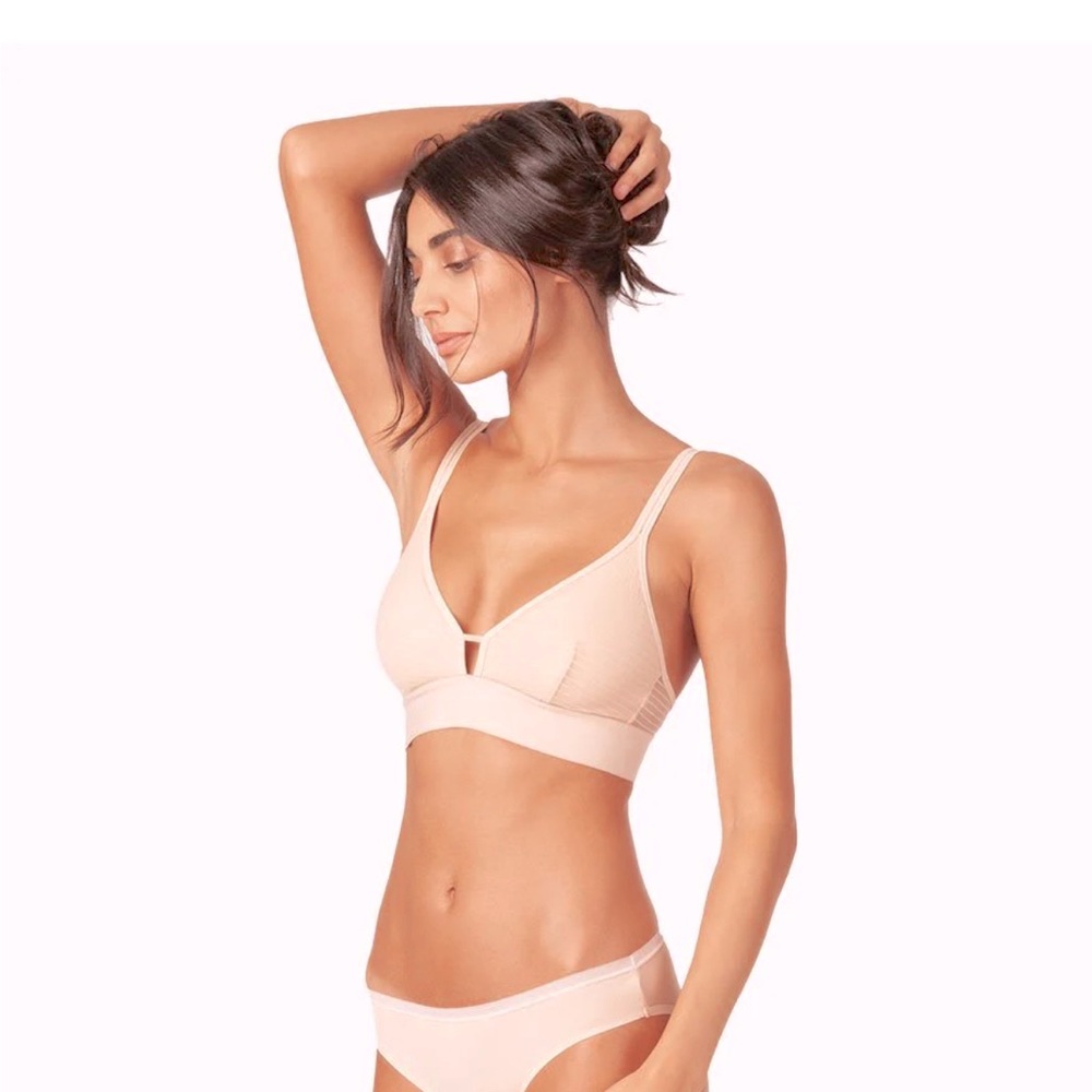 Lively Long Lined Stripe Mesh Bralette Large